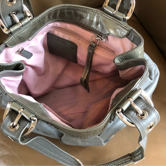 Coach, Soho, Pleated Tote, Grey Leather, Silver tone Hardware Accents, GUC - Picture 2 of 16